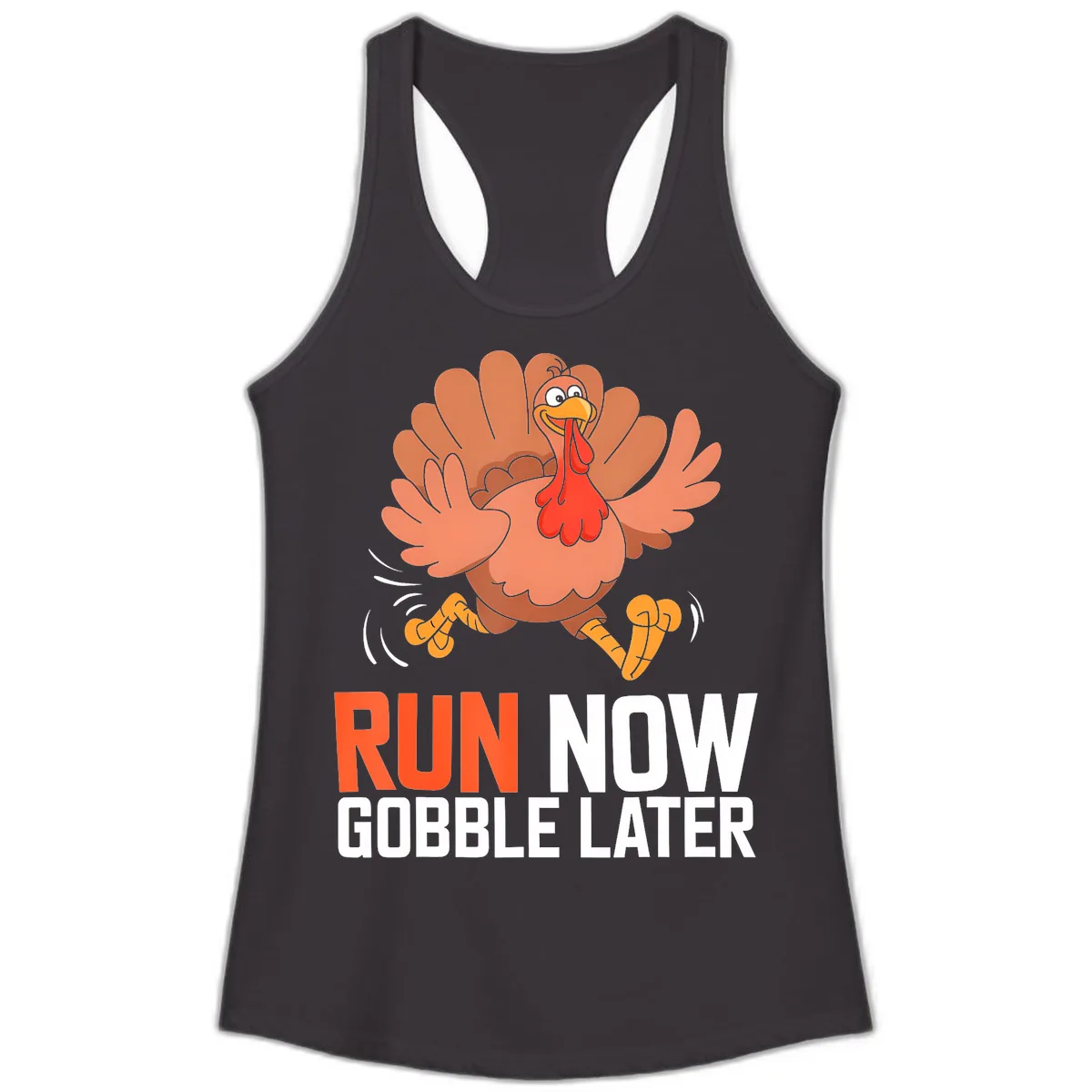 Run Now Gobble Later Turkey Trot Ladies Tank in Black