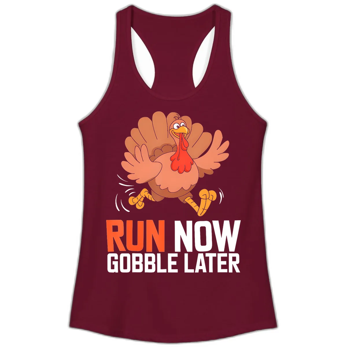 Run Now Gobble Later Turkey Trot Ladies Tank in Solid Cardinal Red