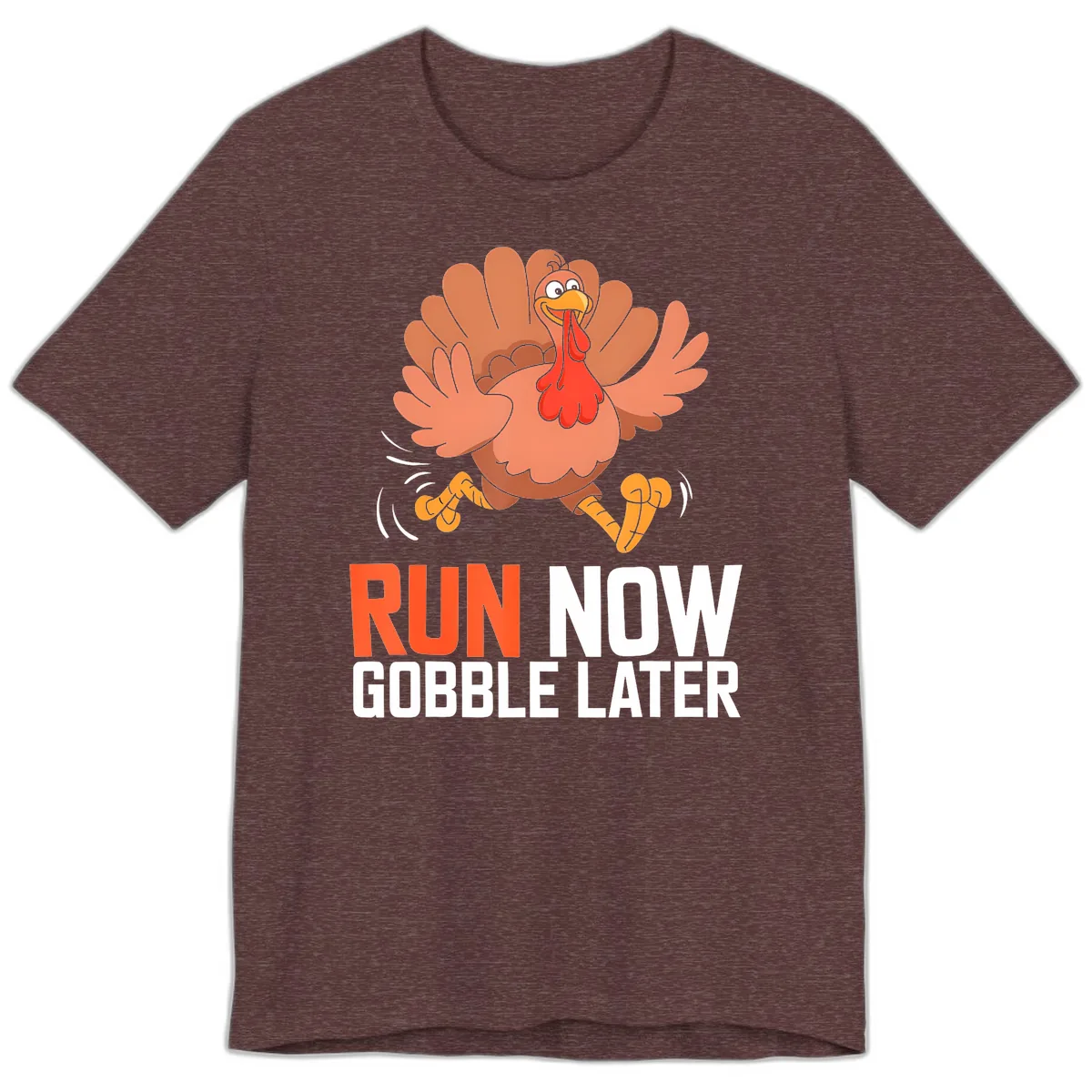 Run Now Gobble Later Turkey Trot Premium T-Shirt in Heather Maroon