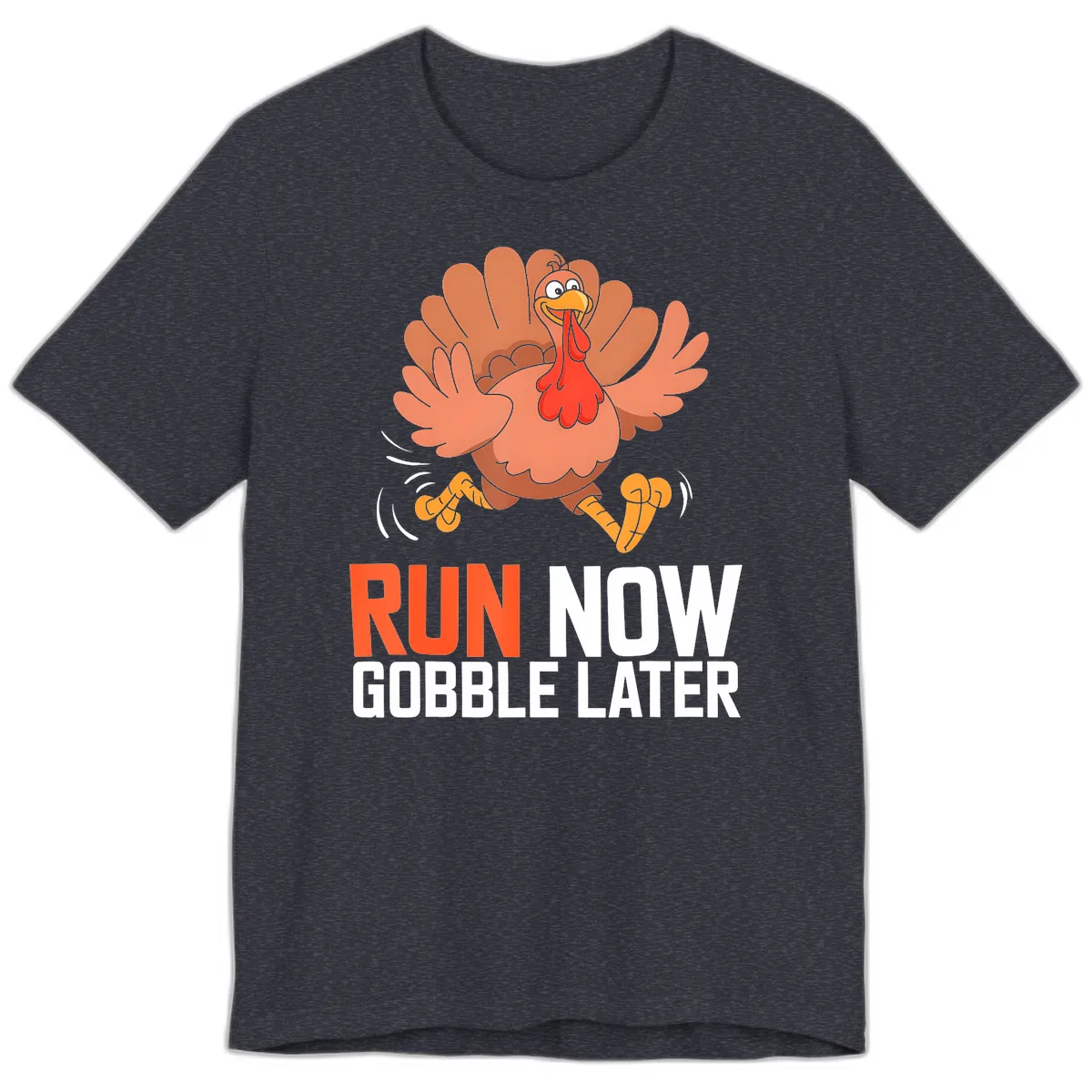 Run Now Gobble Later Turkey Trot Premium T-Shirt in Heather Navy