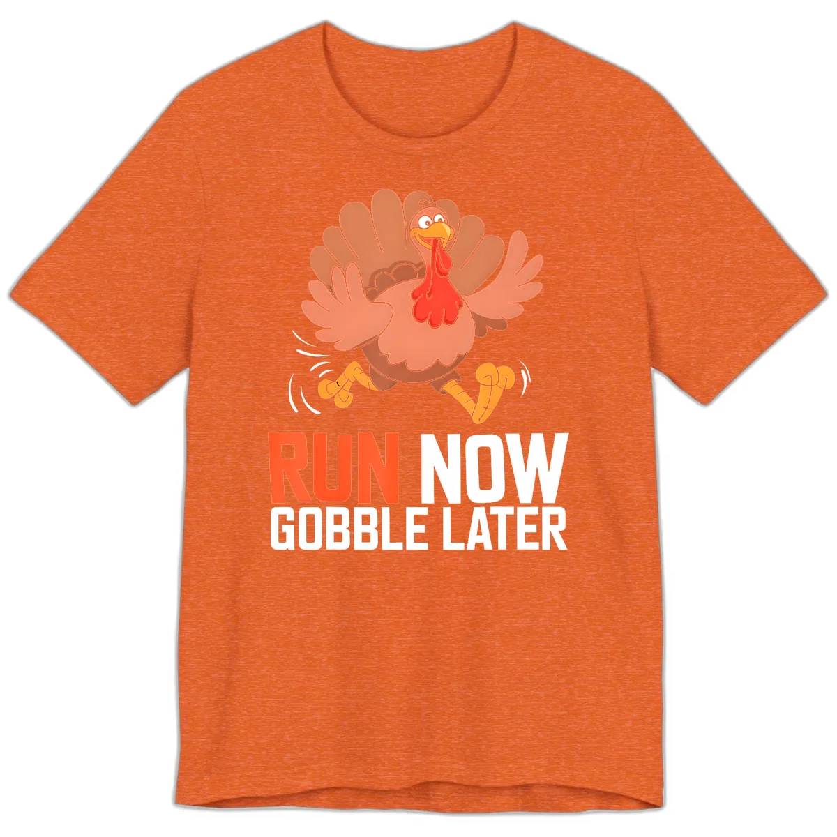 Run Now Gobble Later Turkey Trot Premium T-Shirt in Heather Orange