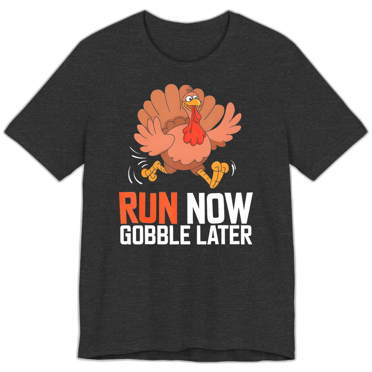 Run Now Gobble Later Turkey Trot Premium T-Shirt in Dark Grey Heather