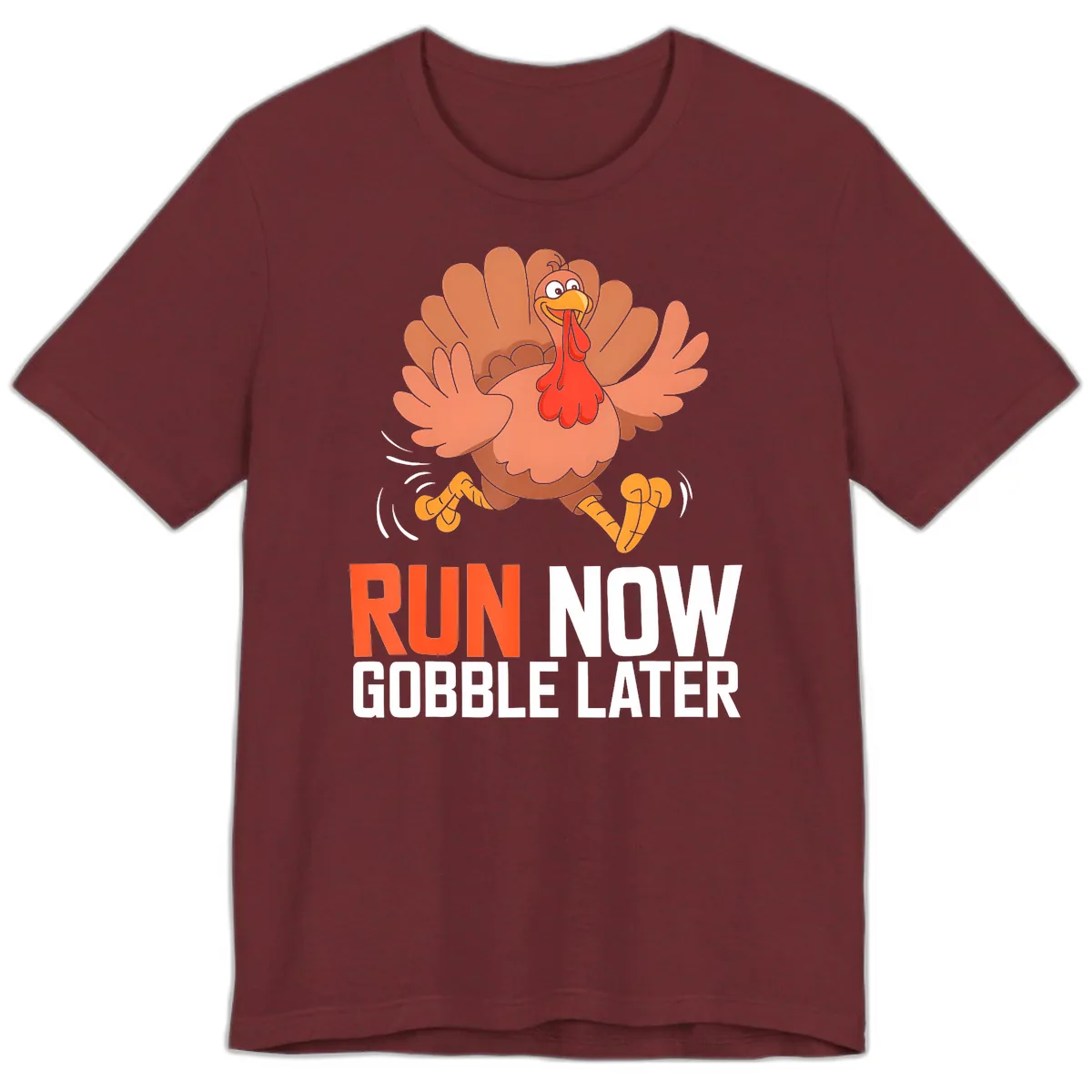 Run Now Gobble Later Turkey Trot Premium T-Shirt in Heather Cardinal