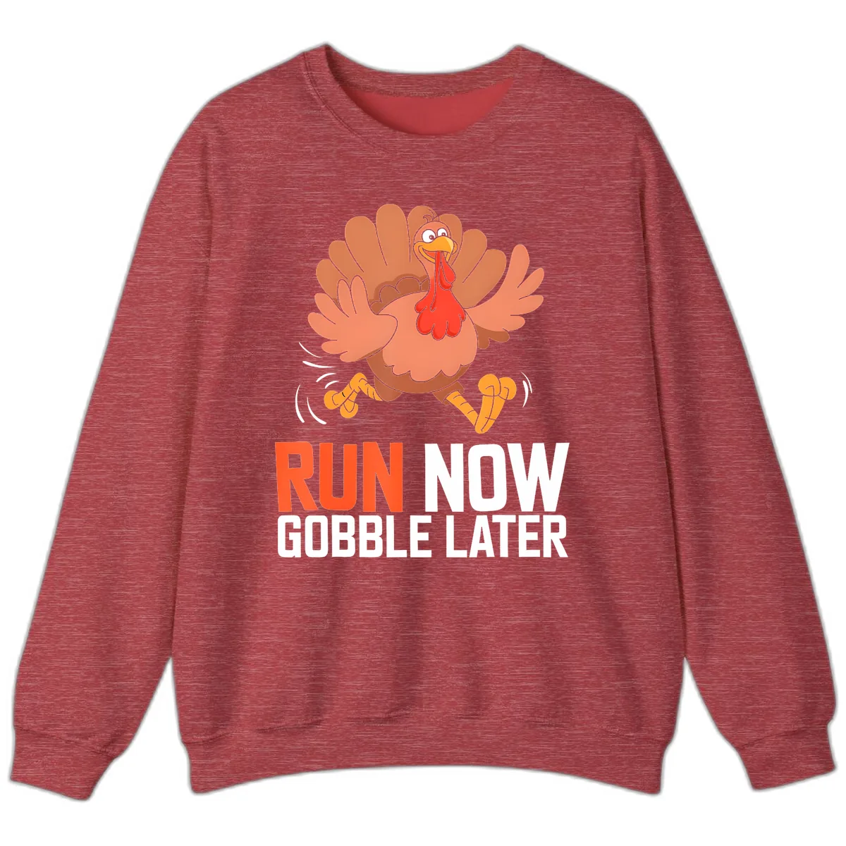 Run Now Gobble Later Turkey Trot Sweatshirt in Heather Scarlet Red