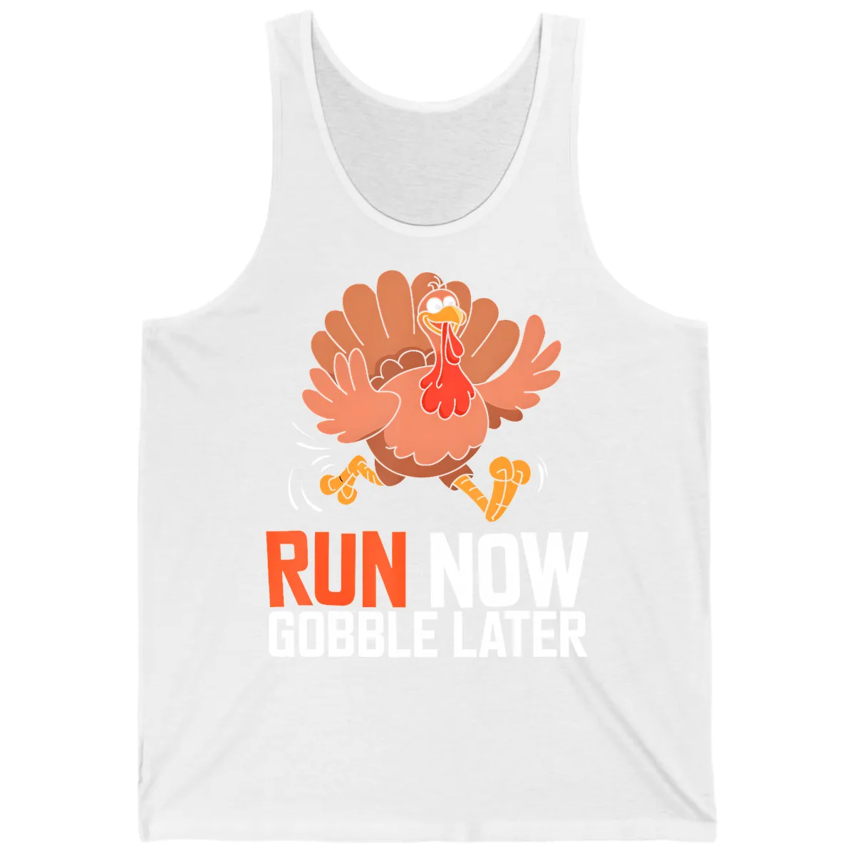 Run Now Gobble Later Turkey Trot Tank in White
