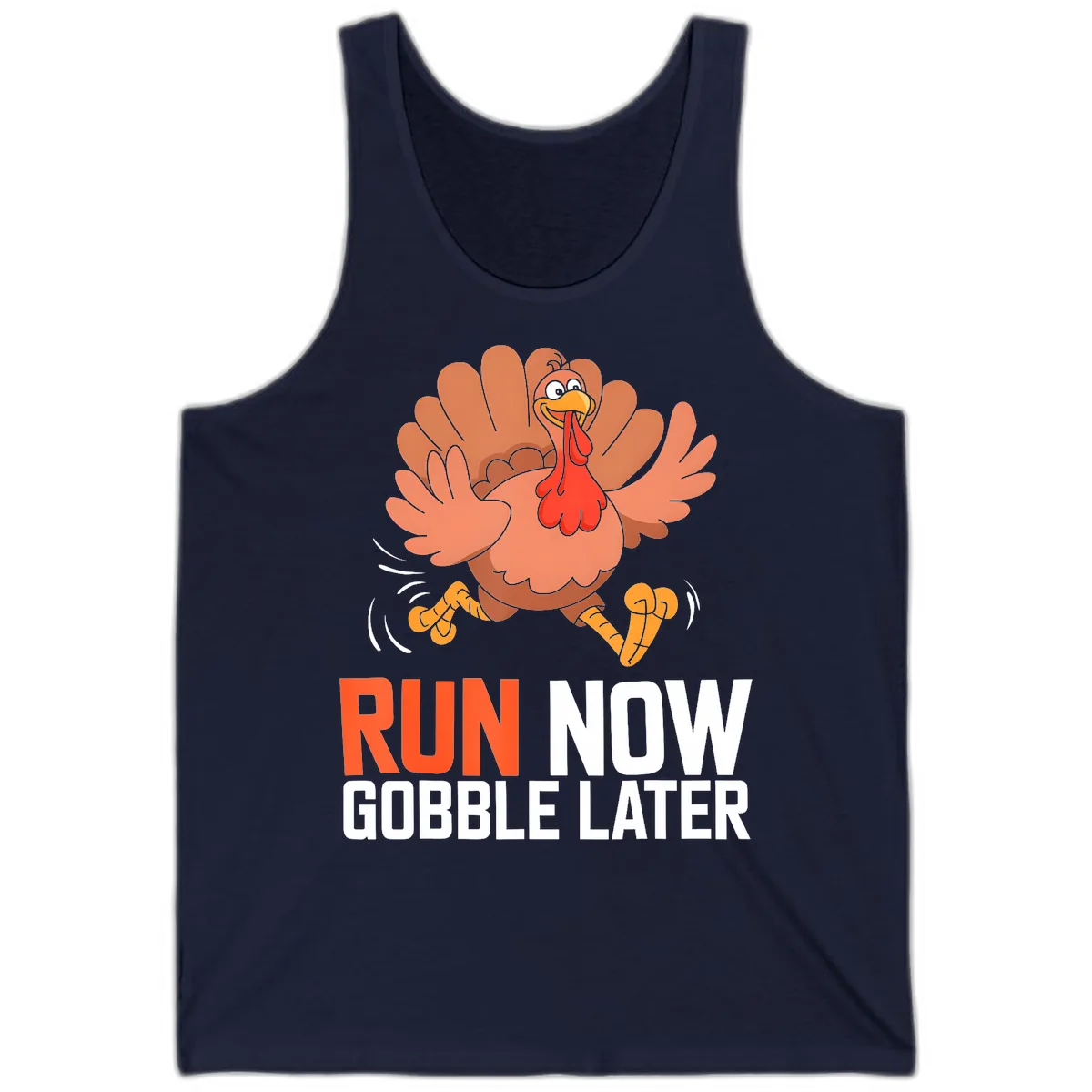 Run Now Gobble Later Turkey Trot Tank in Navy