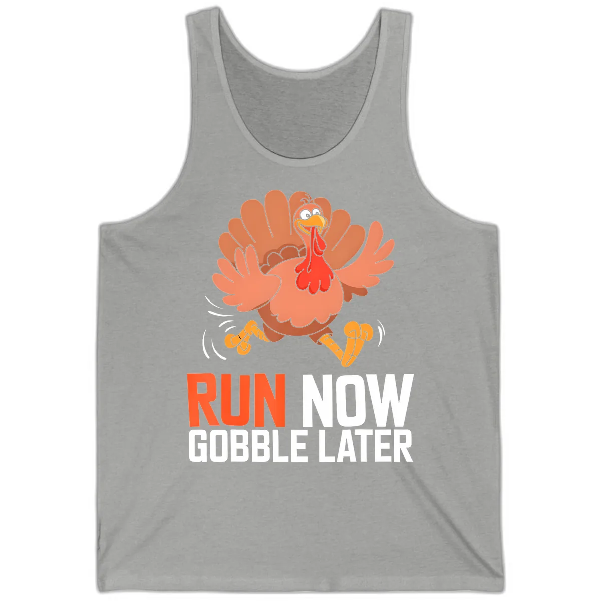 Run Now Gobble Later Turkey Trot Tank in Athletic Heather