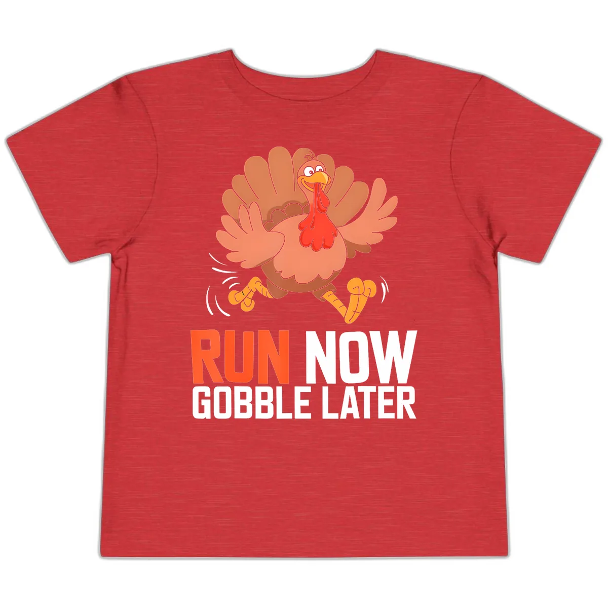 Run Now Gobble Later Turkey Trot Toddler T-Shirt in Heather Red