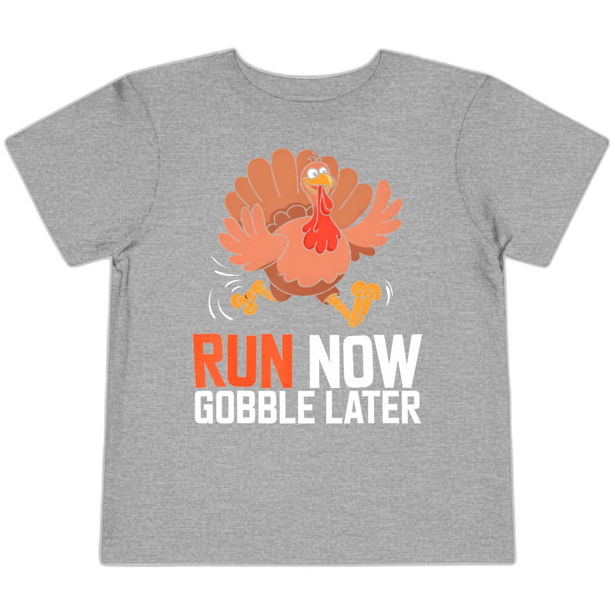 Run Now Gobble Later Turkey Trot Toddler T-Shirt in Athletic Heather