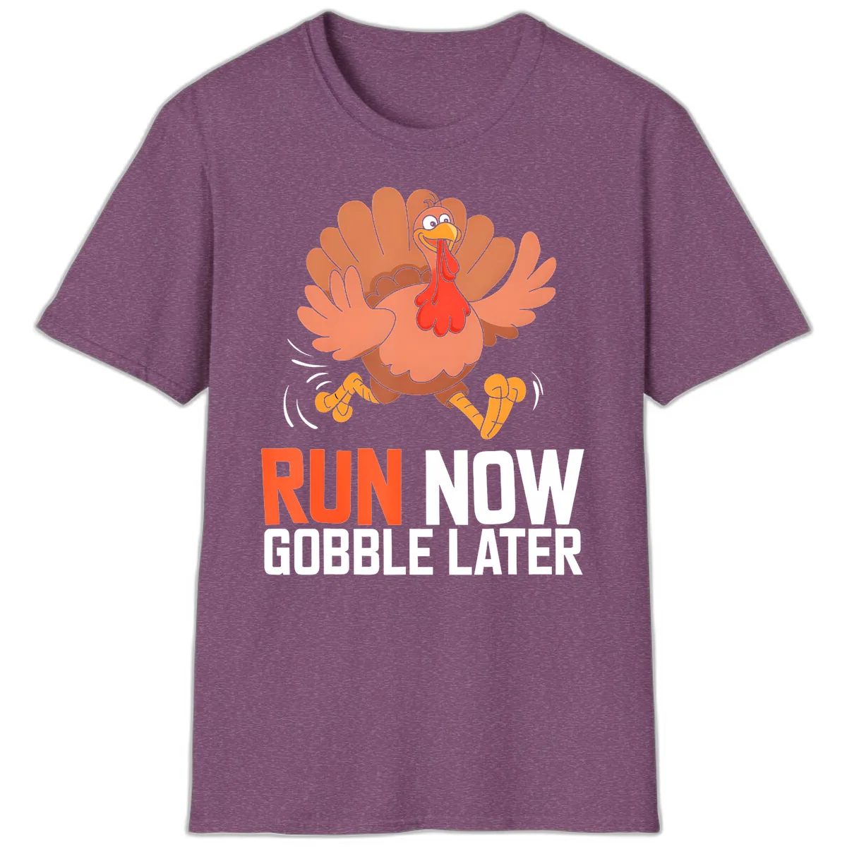 Run Now Gobble Later Turkey Trot T-Shirt in Heather Maroon