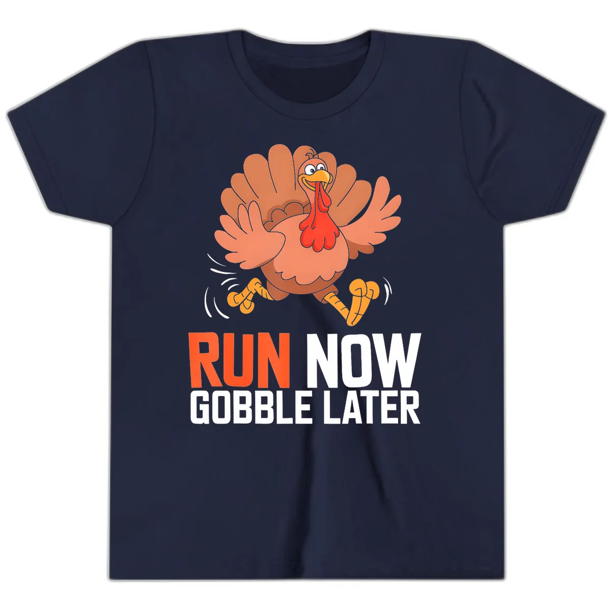 Run Now Gobble Later Turkey Trot Youth T-Shirt in Navy