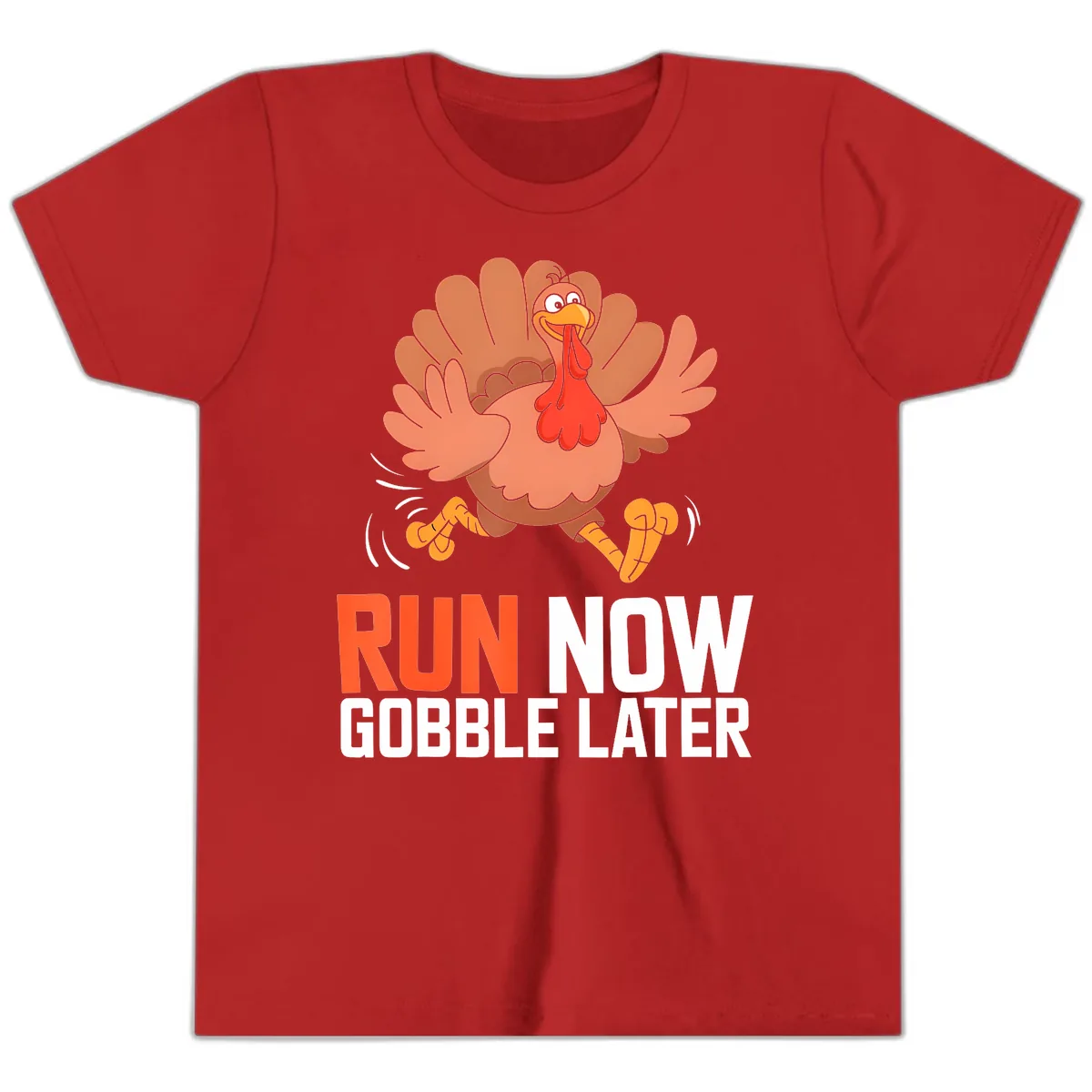 Run Now Gobble Later Turkey Trot Youth T-Shirt in Red