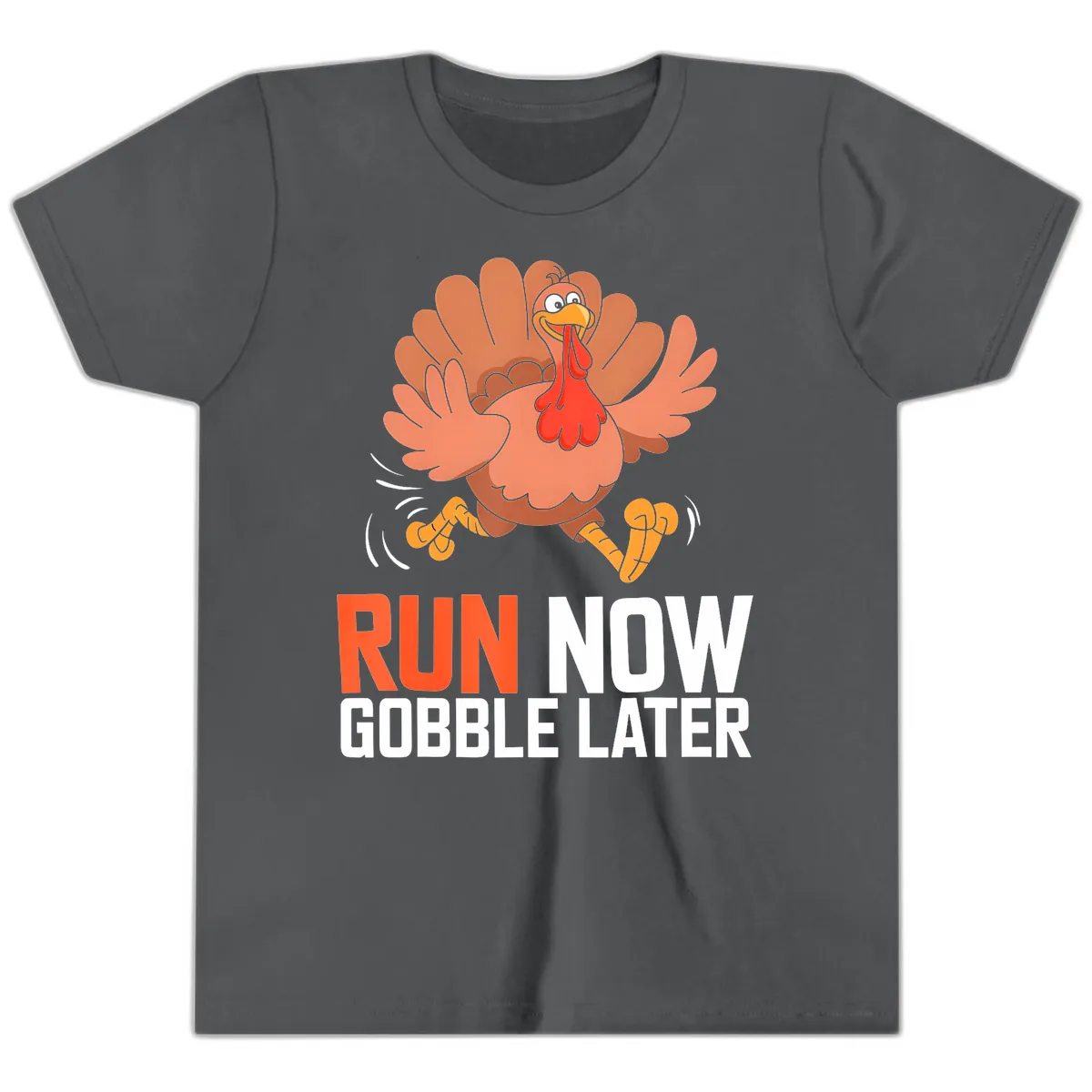 Run Now Gobble Later Turkey Trot Youth T-Shirt in Asphalt