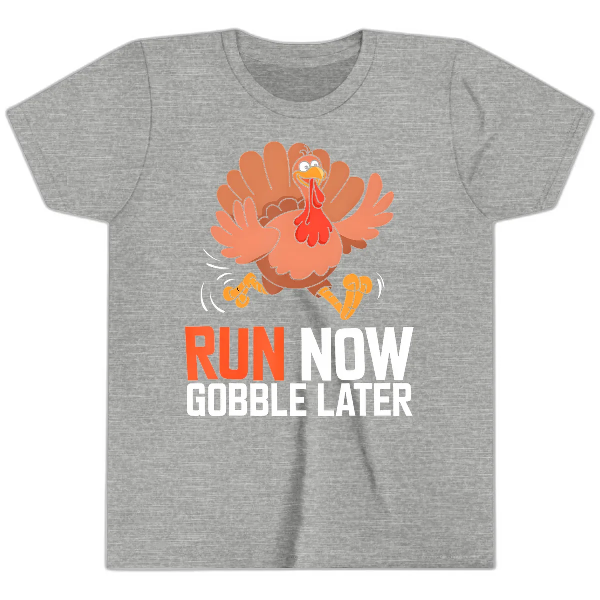 Run Now Gobble Later Turkey Trot Youth T-Shirt in Athletic Heather
