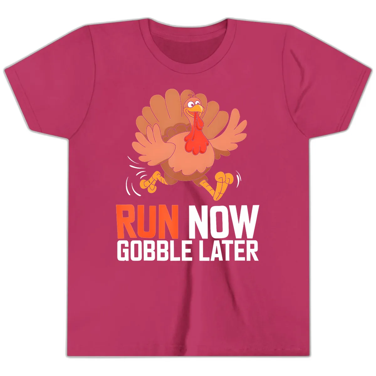 Run Now Gobble Later Turkey Trot Youth T-Shirt in Berry