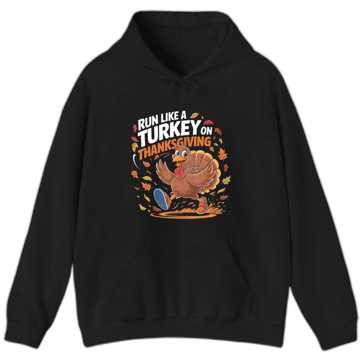Run Like A Turkey Thanksgiving Trot Hoodie in Black