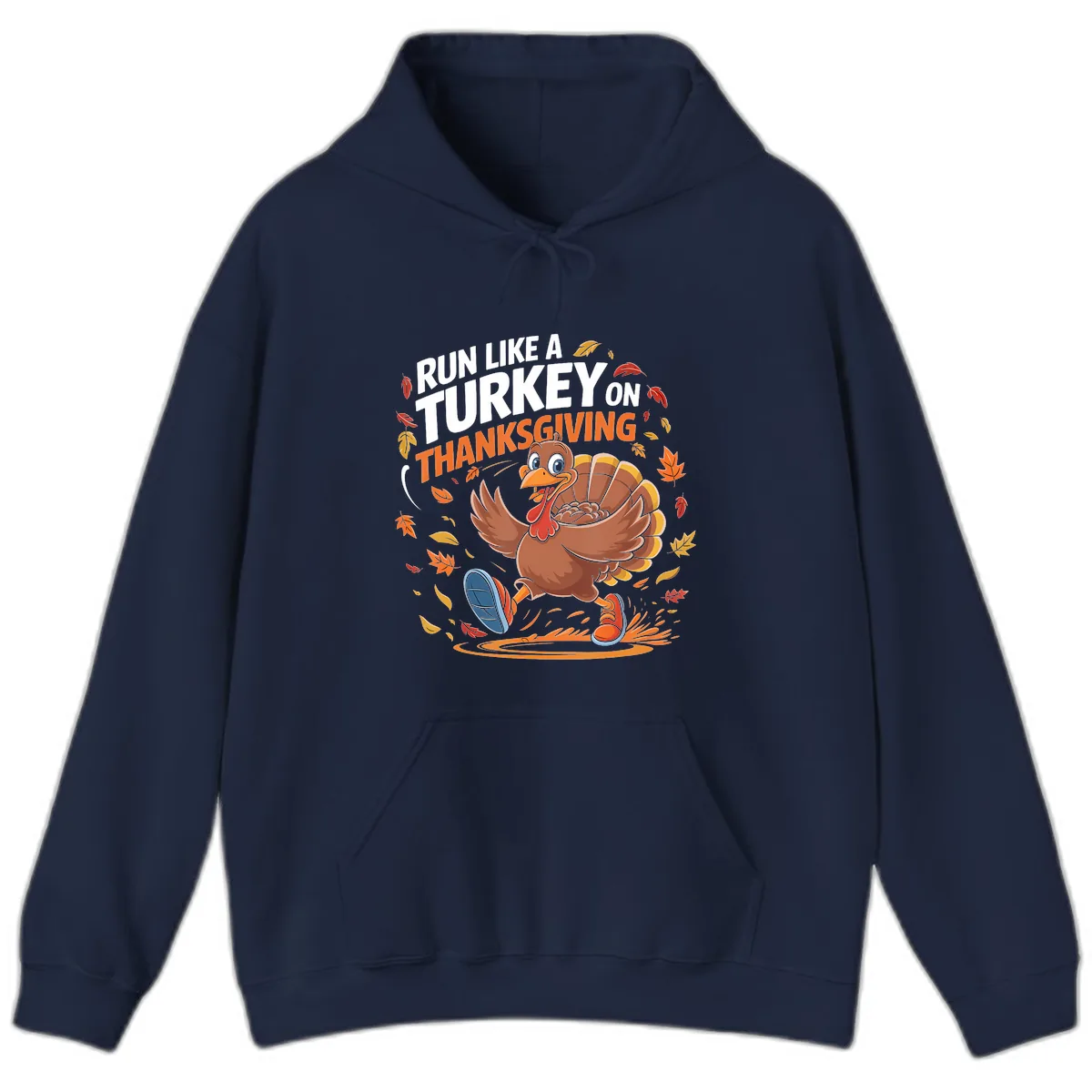 Run Like A Turkey Thanksgiving Trot Hoodie in Navy