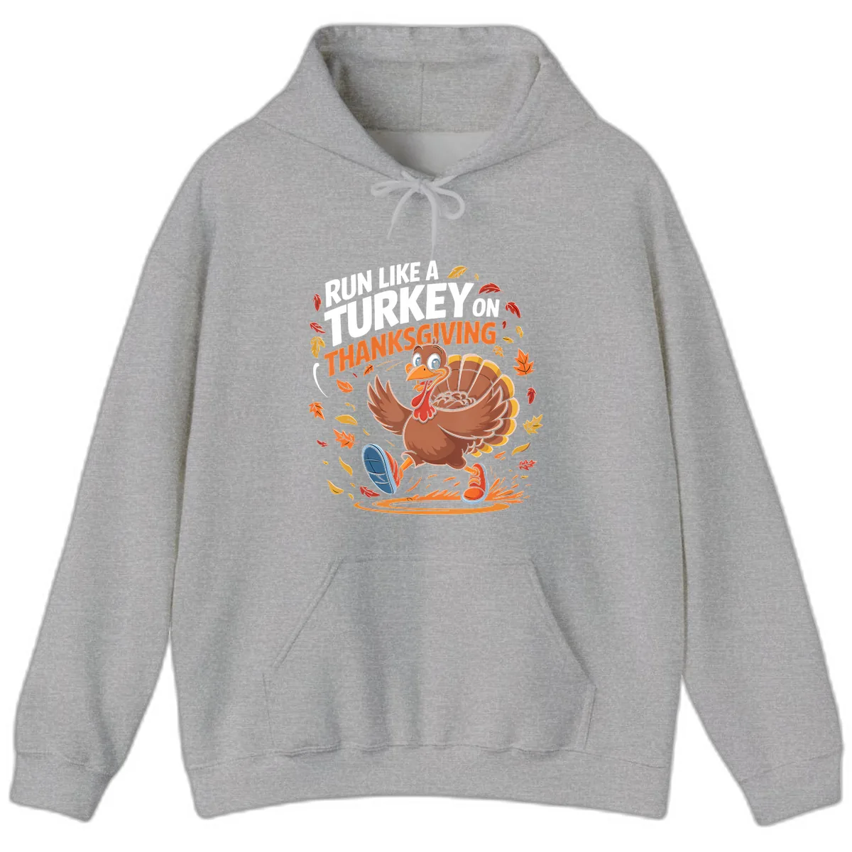 Run Like A Turkey Thanksgiving Trot Hoodie in Sport Grey
