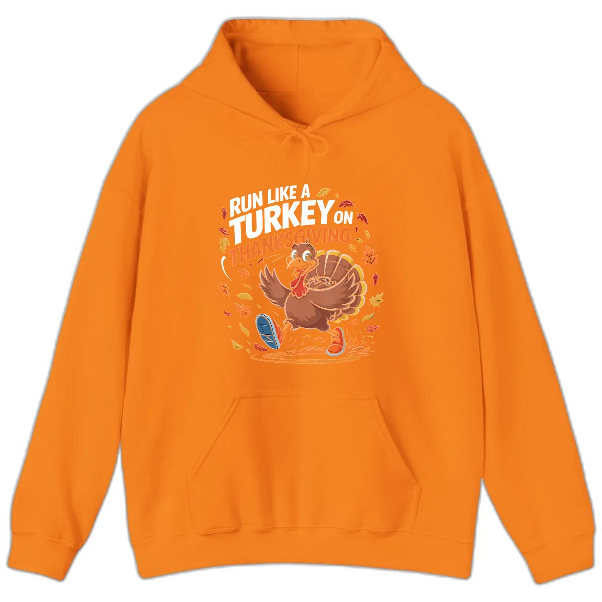 Run Like A Turkey Thanksgiving Trot Hoodie in Safety Orange