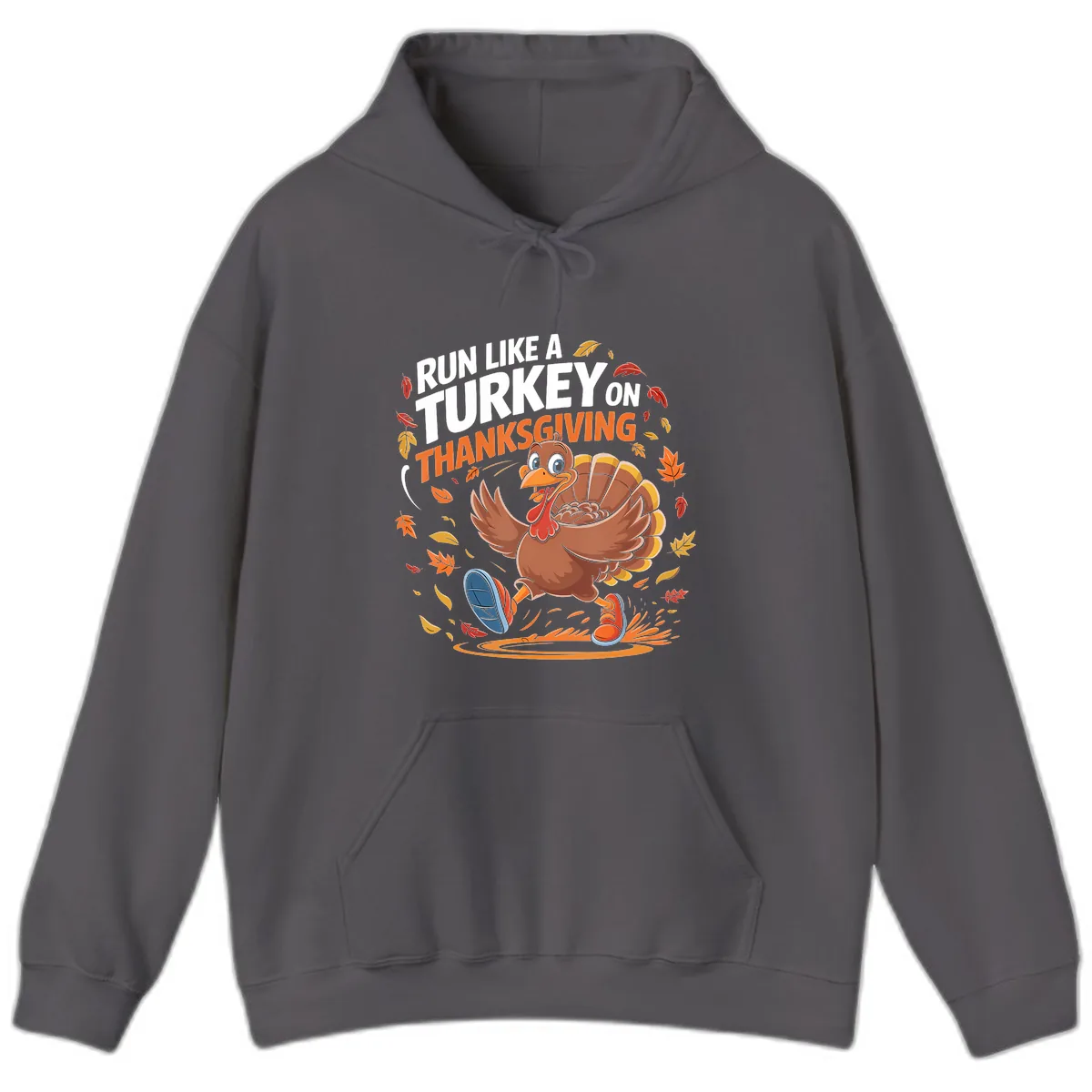 Run Like A Turkey Thanksgiving Trot Hoodie in Charcoal