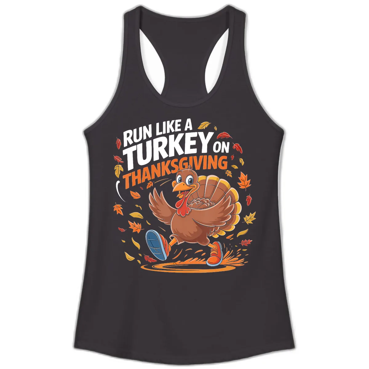 Run Like A Turkey Thanksgiving Trot Ladies Tank in Black