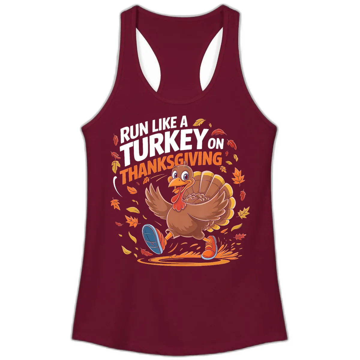 Run Like A Turkey Thanksgiving Trot Ladies Tank in Solid Cardinal Red