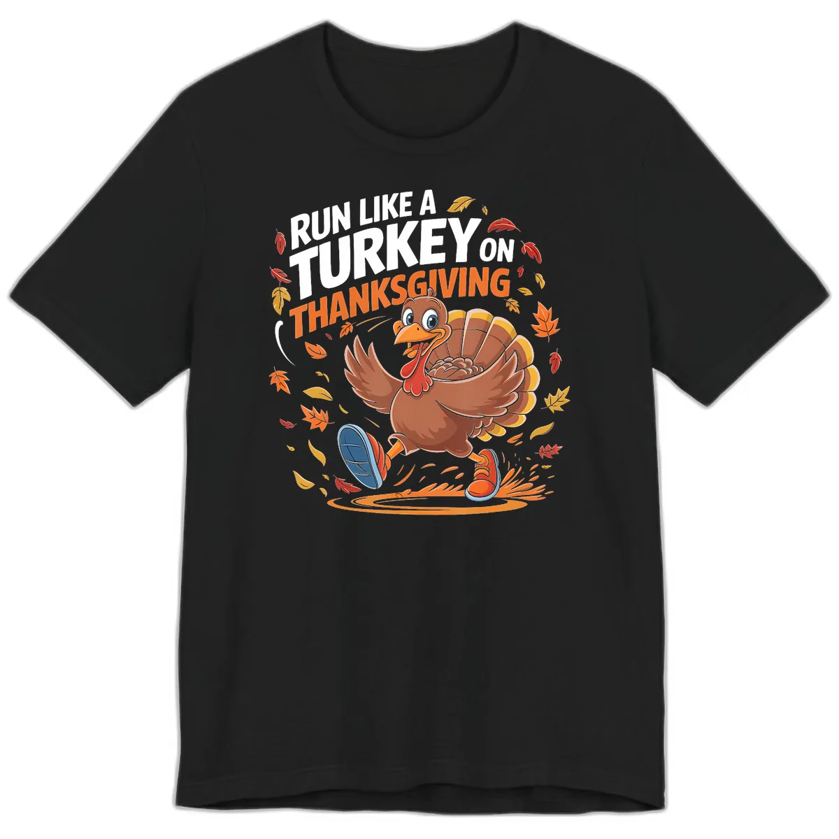 Run Like A Turkey Thanksgiving Trot Premium T-Shirt in Black