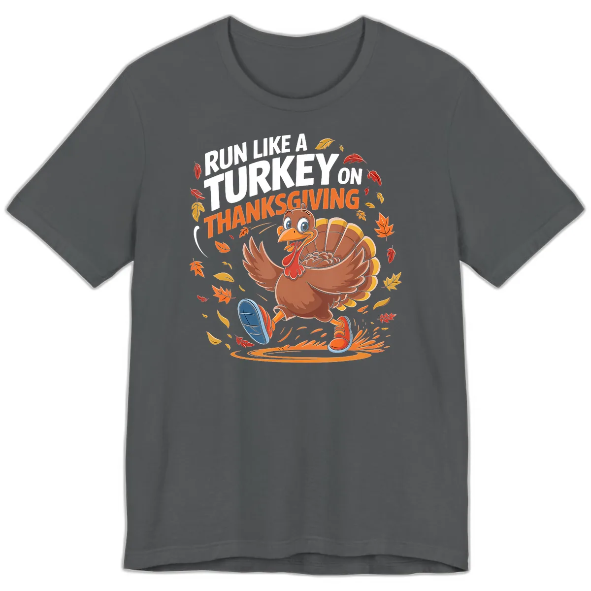 Run Like A Turkey Thanksgiving Trot Premium T-Shirt in Asphalt