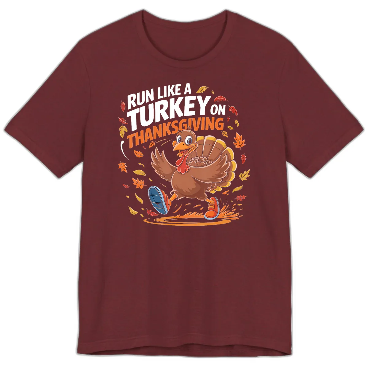 Run Like A Turkey Thanksgiving Trot Premium T-Shirt in Heather Cardinal