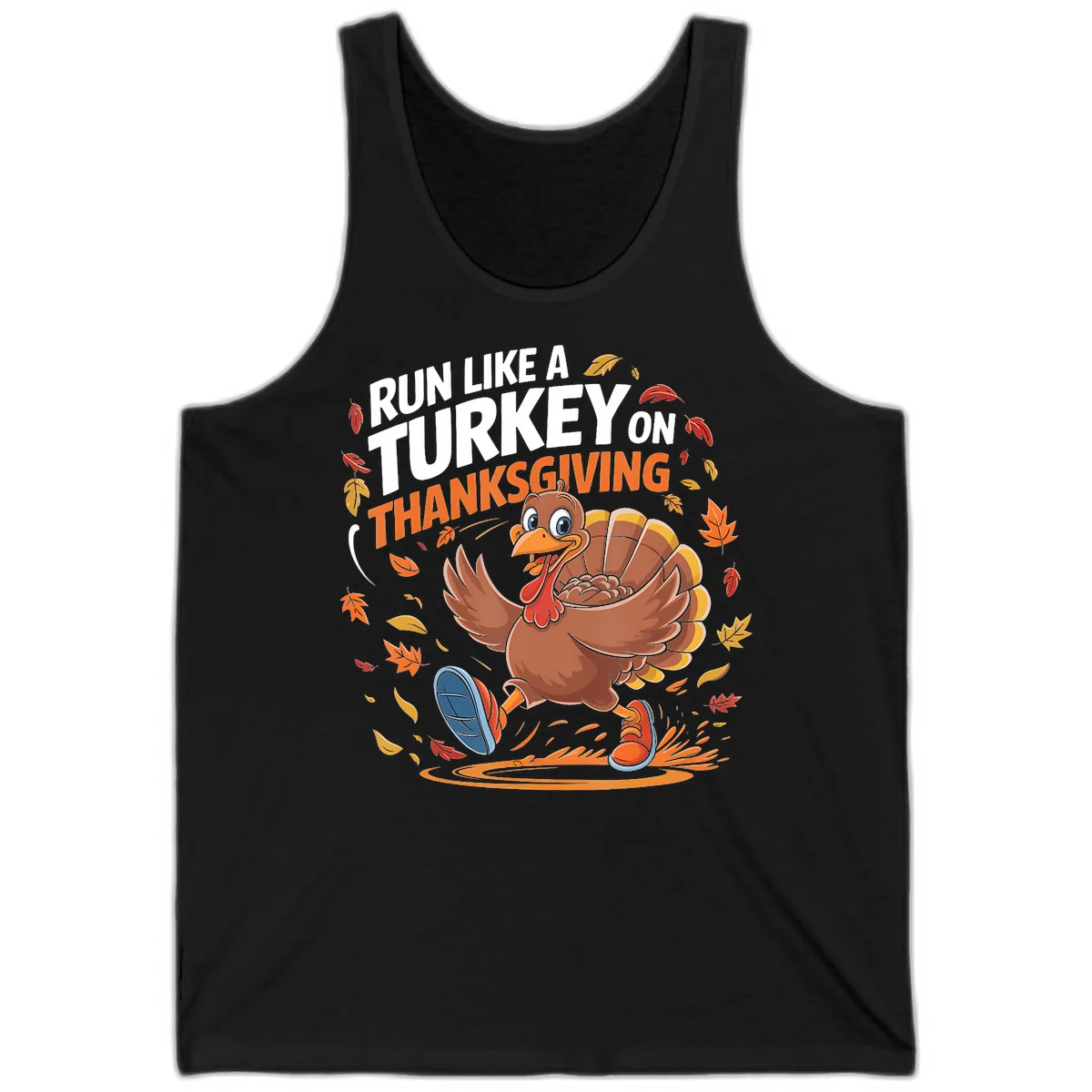 Run Like A Turkey Thanksgiving Trot Tank in Black