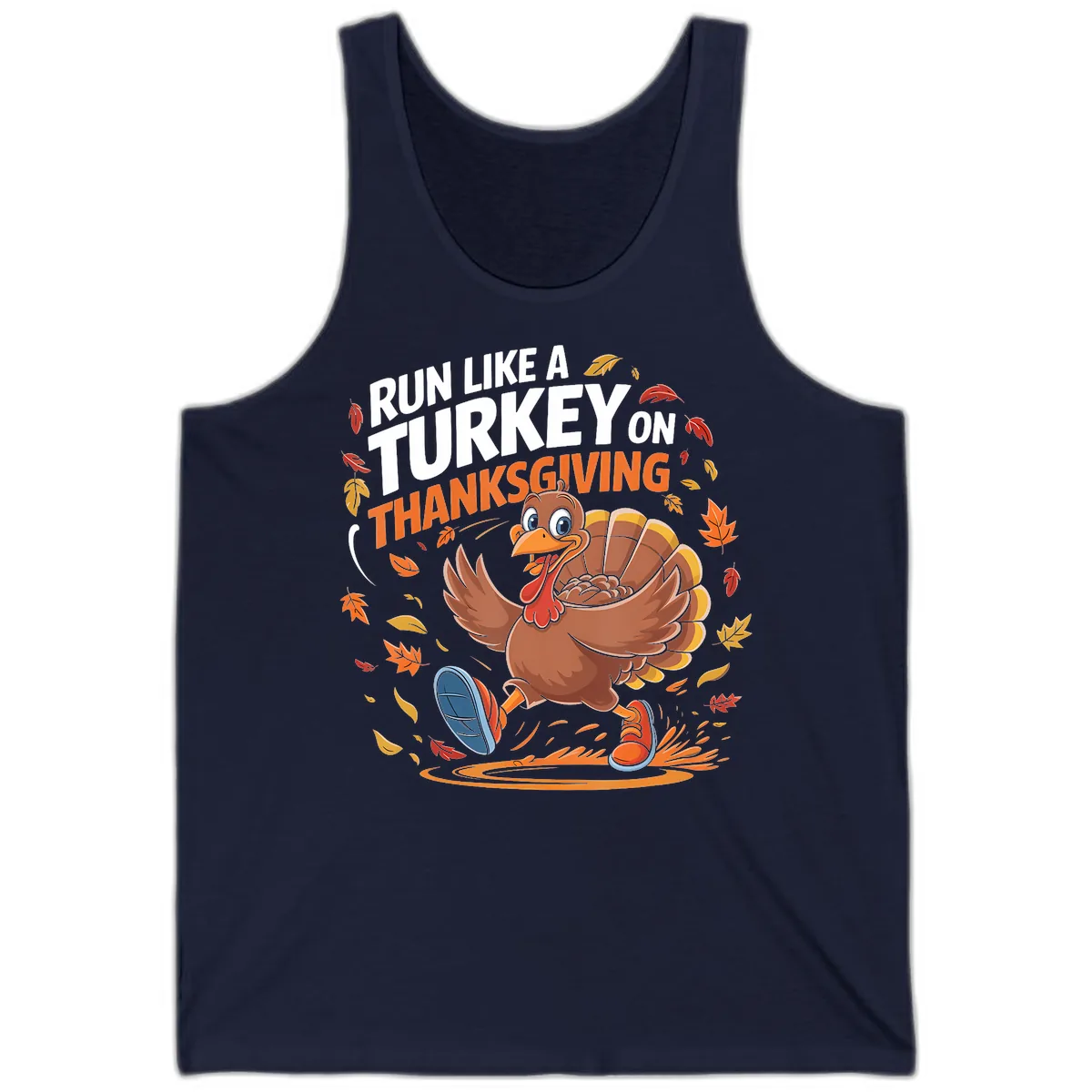 Run Like A Turkey Thanksgiving Trot Tank in Navy