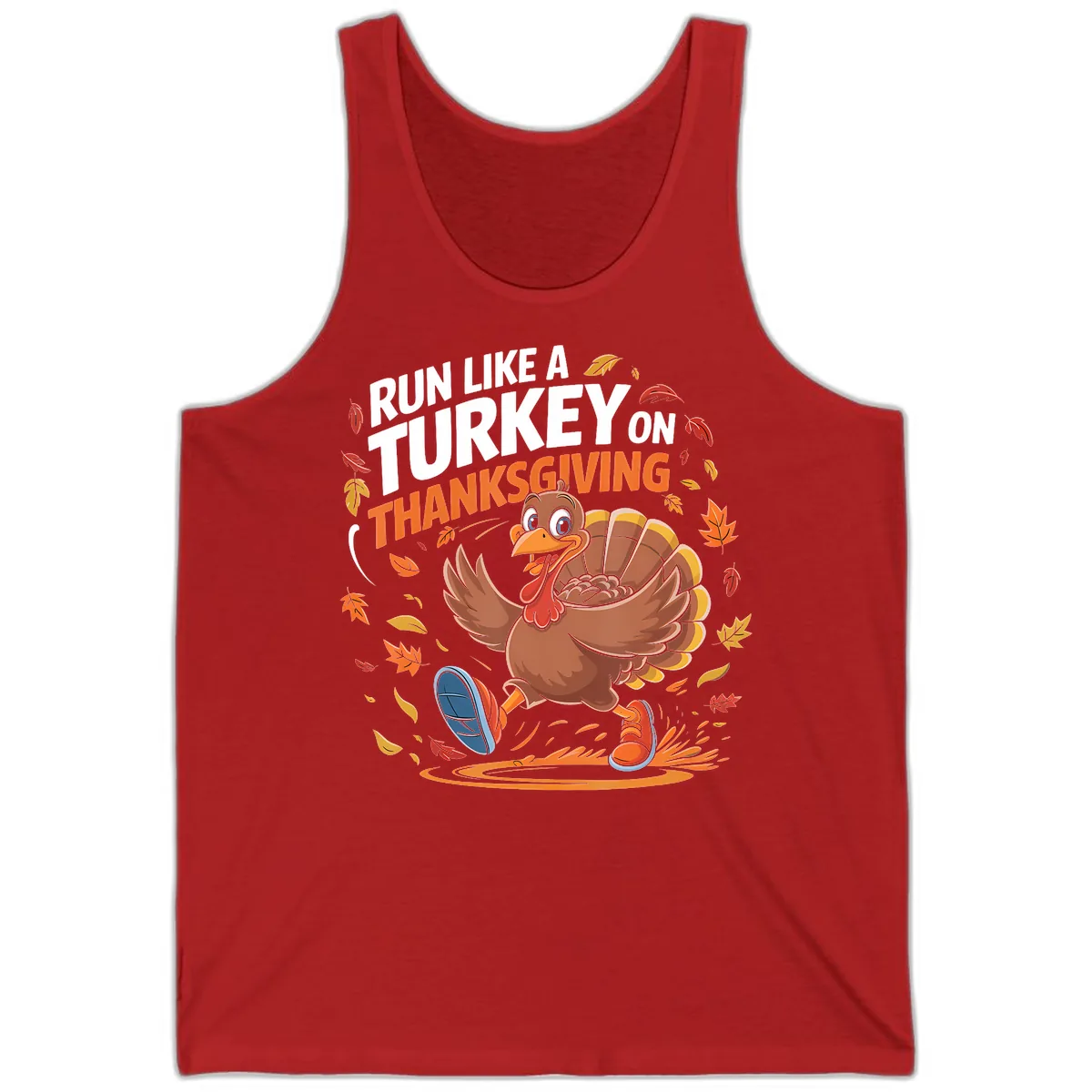 Run Like A Turkey Thanksgiving Trot Tank in Red