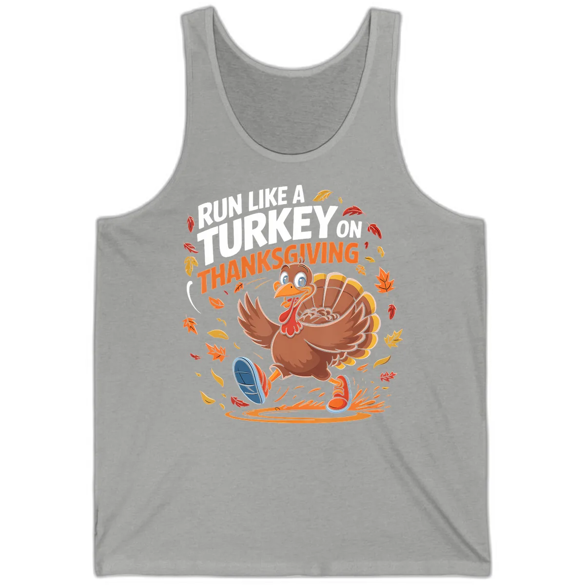 Run Like A Turkey Thanksgiving Trot Tank in Athletic Heather