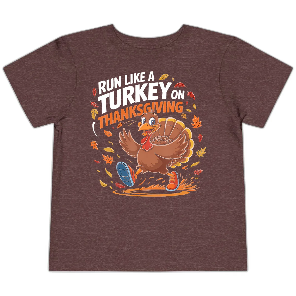 Run Like A Turkey Thanksgiving Trot Toddler T-Shirt in Heather Maroon