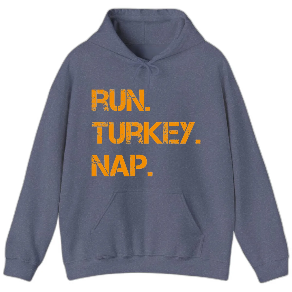 Run Turkey Nap Performance Hoodie in Heather Navy