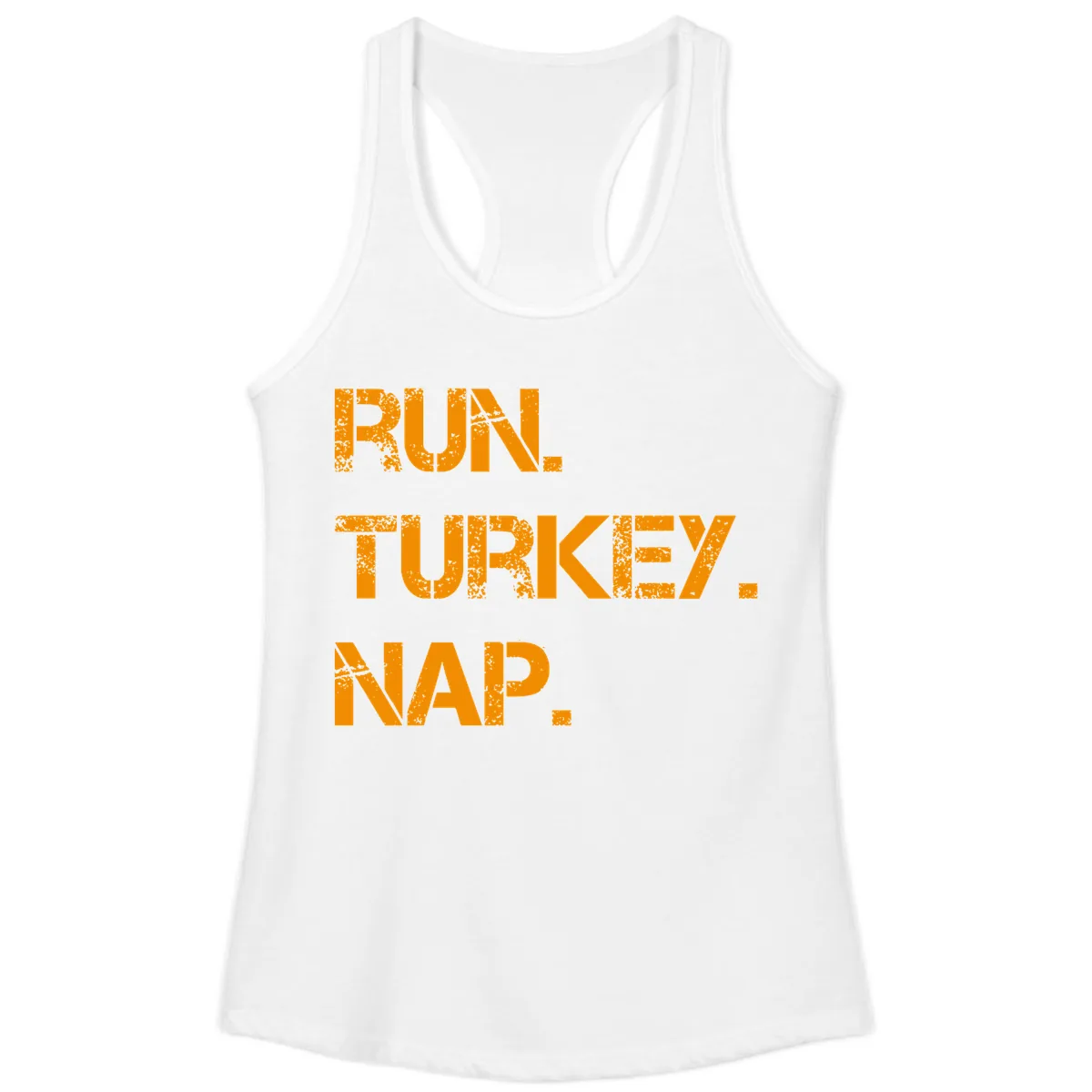 Run Turkey Nap Performance Ladies Tank in White