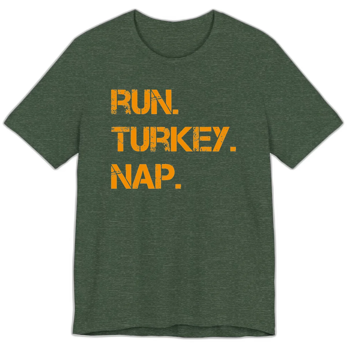 Run Turkey Nap Performance Premium T-Shirt in Heather Forest