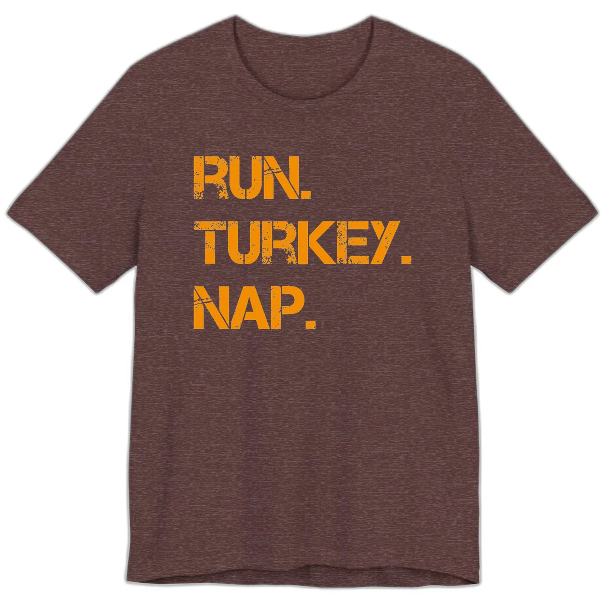 Run Turkey Nap Performance Premium T-Shirt in Heather Maroon