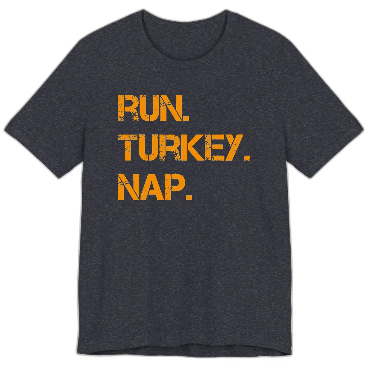 Run Turkey Nap Performance Premium T-Shirt in Heather Navy