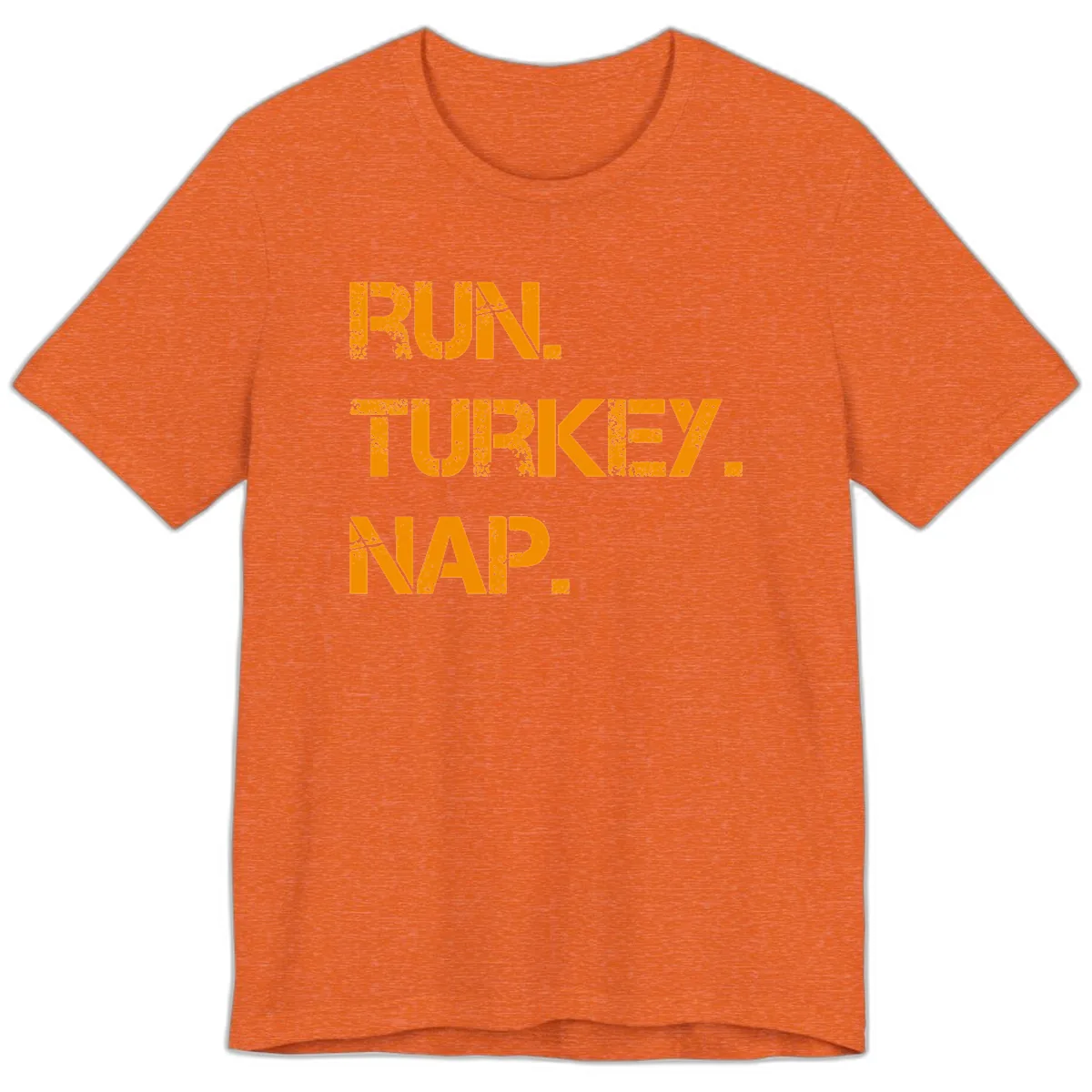Run Turkey Nap Performance Premium T-Shirt in Heather Orange