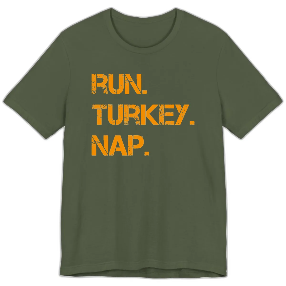 Run Turkey Nap Performance Premium T-Shirt in Military Green