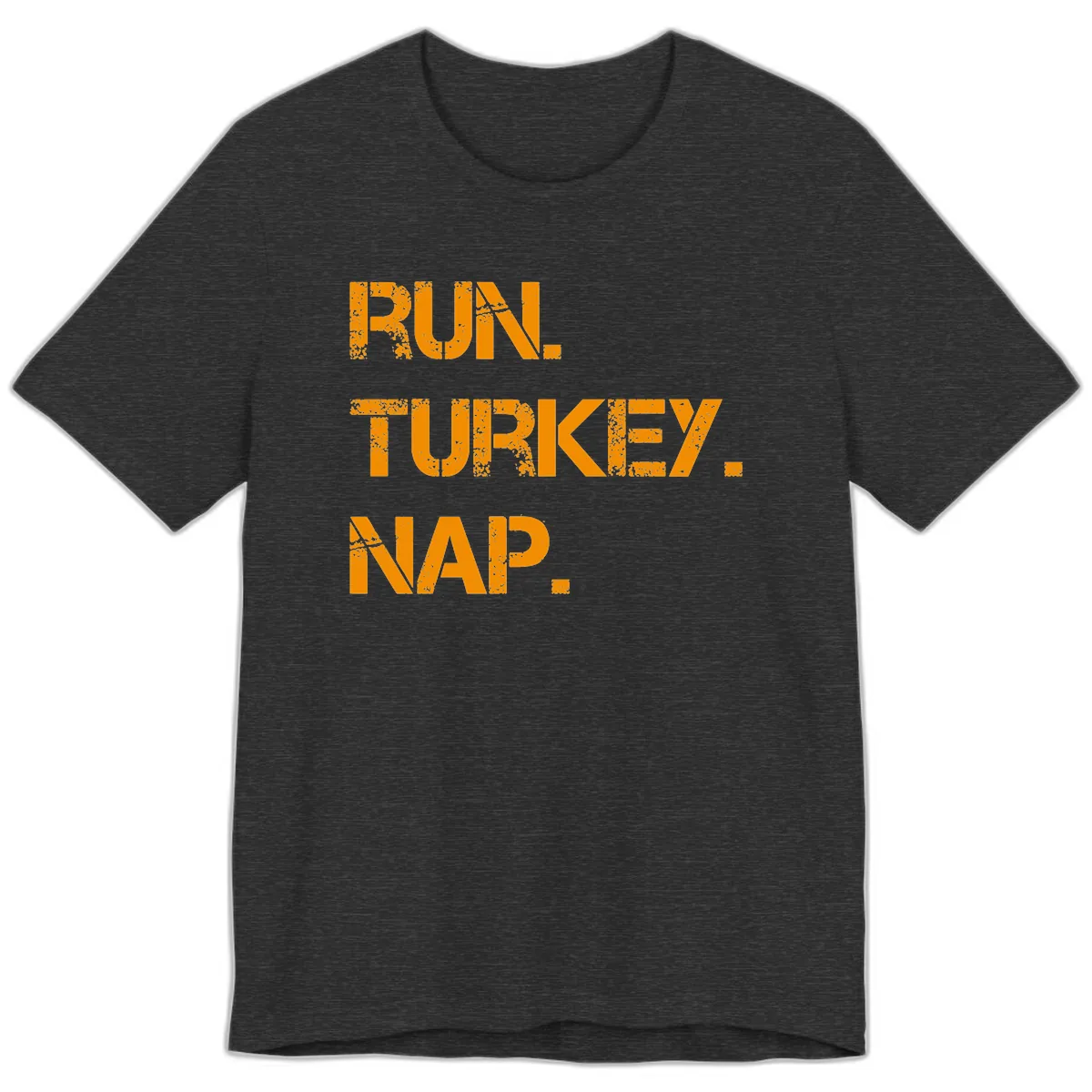 Run Turkey Nap Performance Premium T-Shirt in Dark Grey Heather