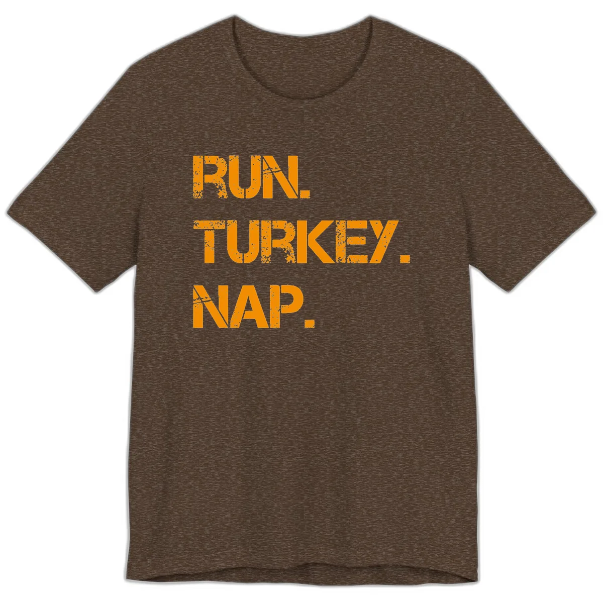 Run Turkey Nap Performance Premium T-Shirt in Heather Brown