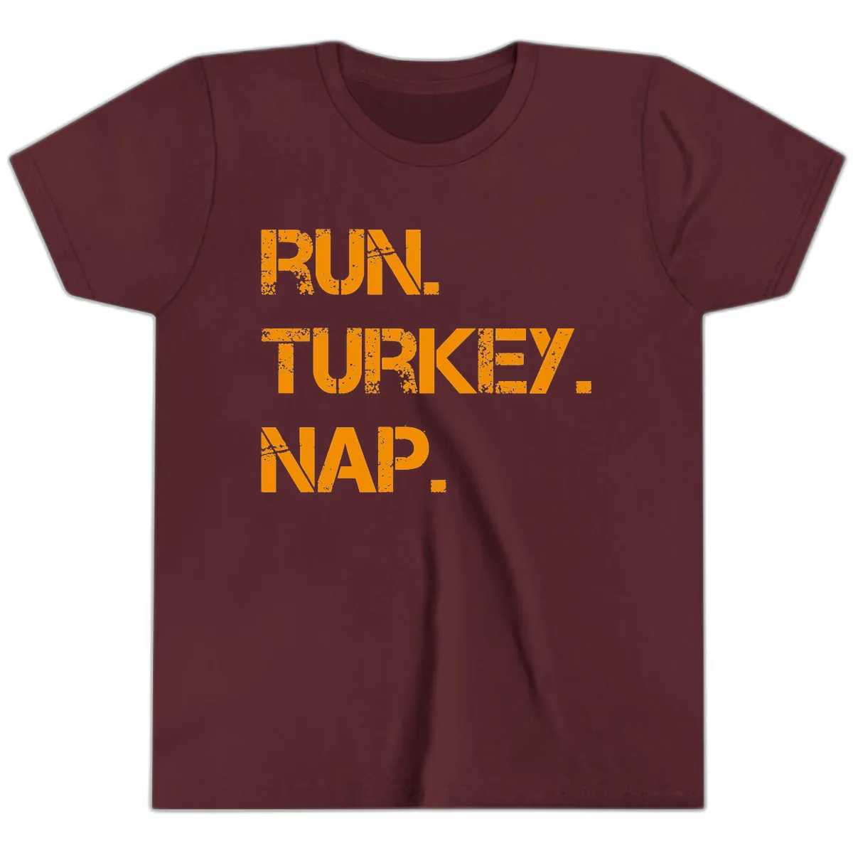 Run Turkey Nap Performance Youth T-Shirt in Maroon