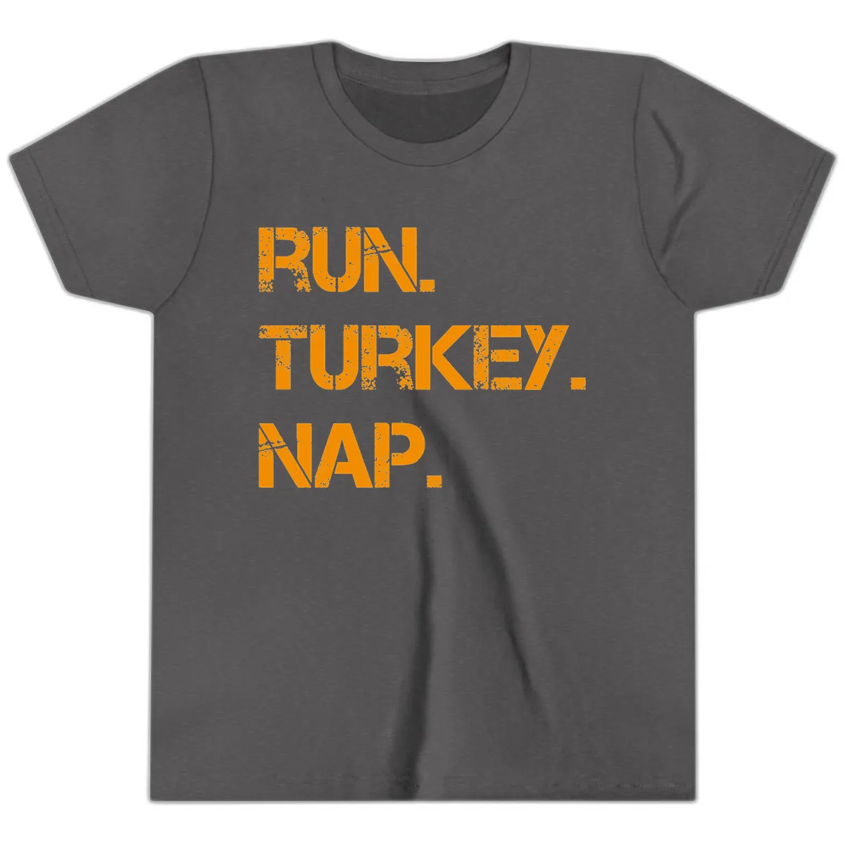 Run Turkey Nap Performance Youth T-Shirt in Dark Heather Grey