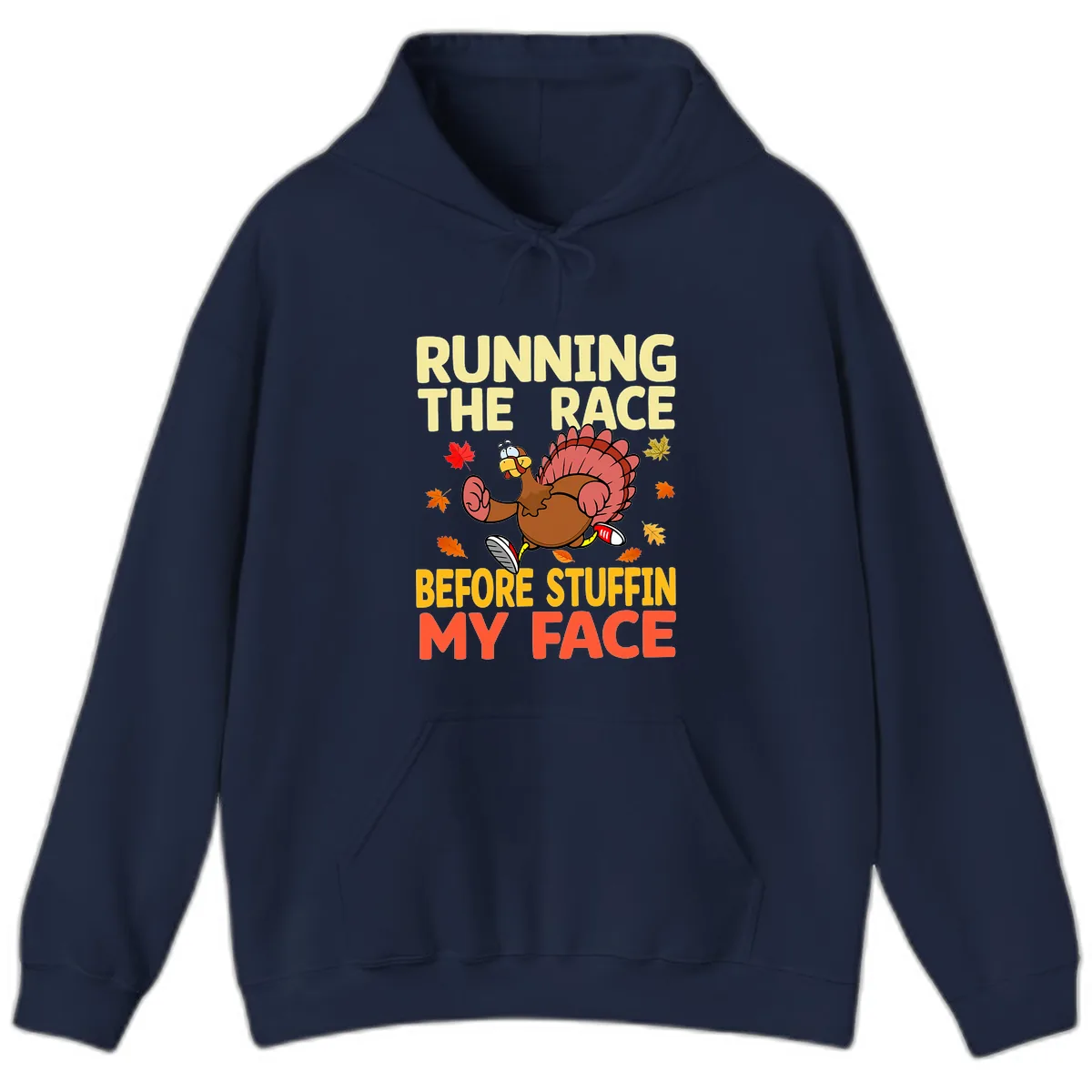 Running The Race Before Stuffin My Face Hoodie in Navy