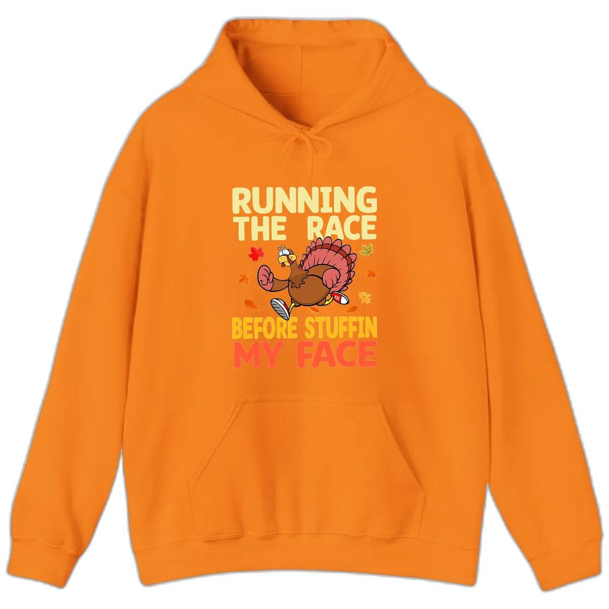 Running The Race Before Stuffin My Face Hoodie in Safety Orange