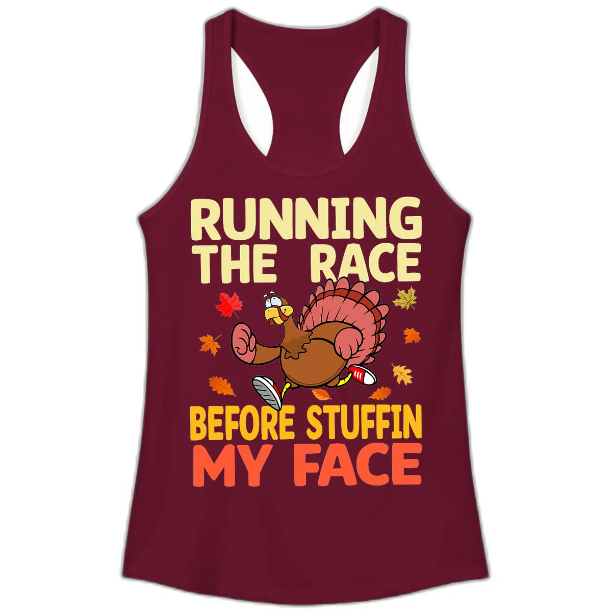 Running The Race Before Stuffin My Face Ladies Tank in Solid Cardinal Red