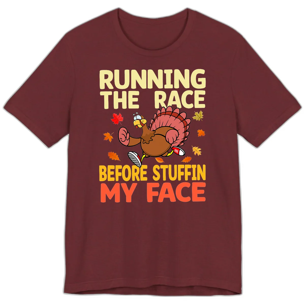 Running The Race Before Stuffin My Face Premium T-Shirt in Heather Cardinal