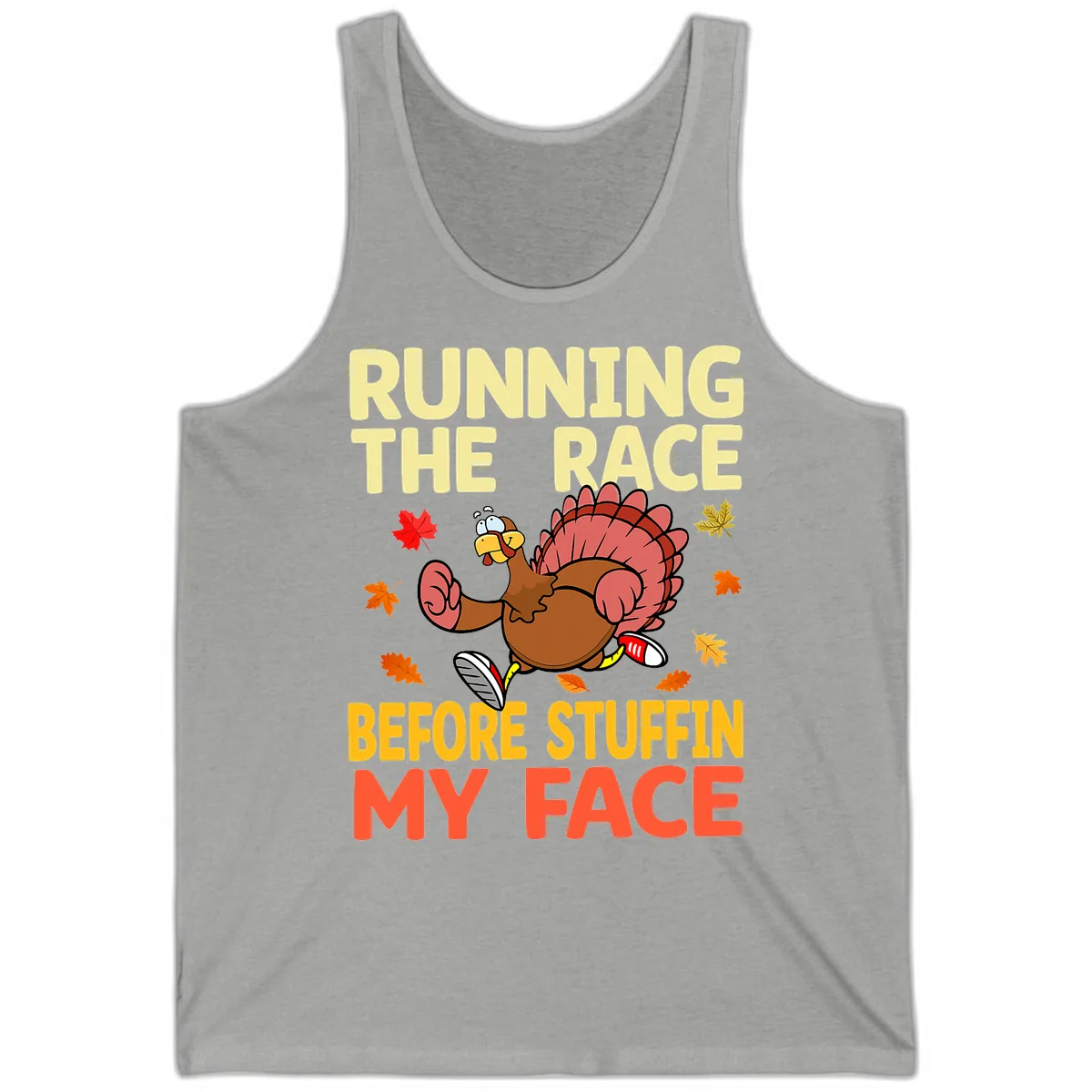 Running The Race Before Stuffin My Face Tank in Athletic Heather